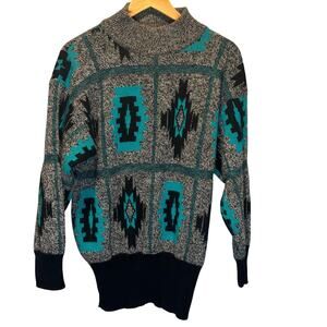 Vintage Amita Aztec Print Wool Blend Sweater - size Medium